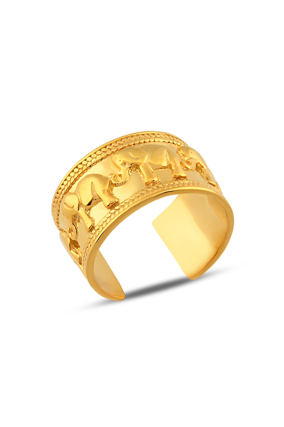 925 Ayar 18K Altın Kaplama Fil Motifli Yüzük