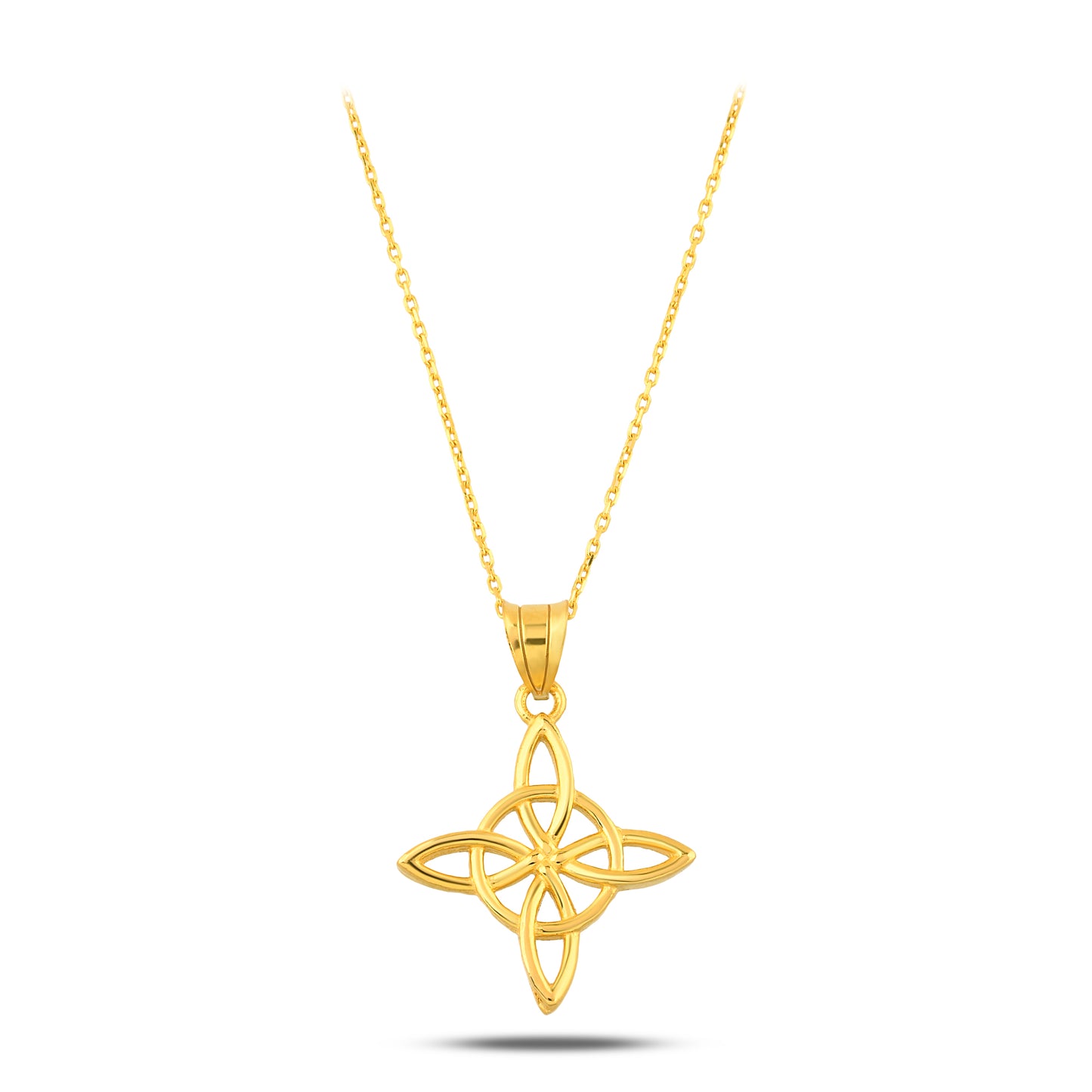 925 Ayar Gümüş Üzeri Altın Kaplama Witch’s Knot El Yapımı Kolye